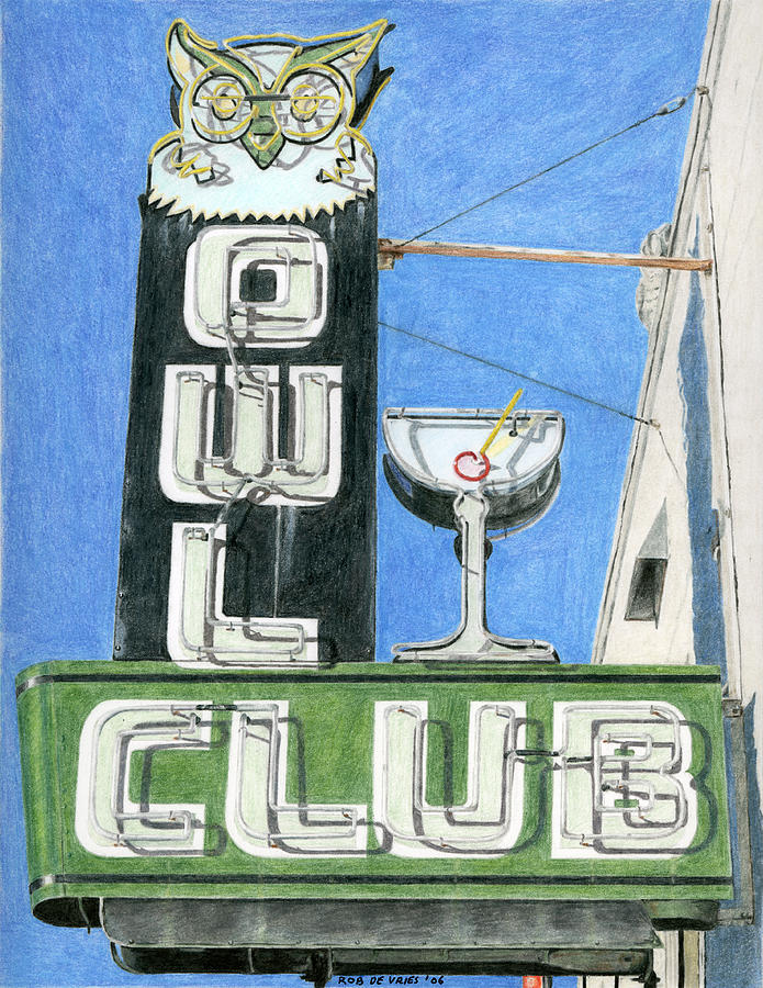 Owl Club Drawing by Rob De Vries