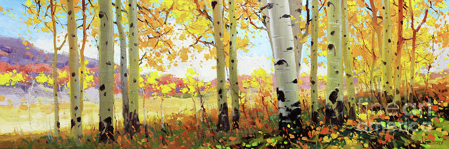 Owl Creek Fall Aspen Painting by Gary Kim