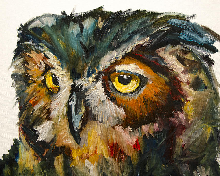 Owl Painting - Owl Eye by Diane Whitehead