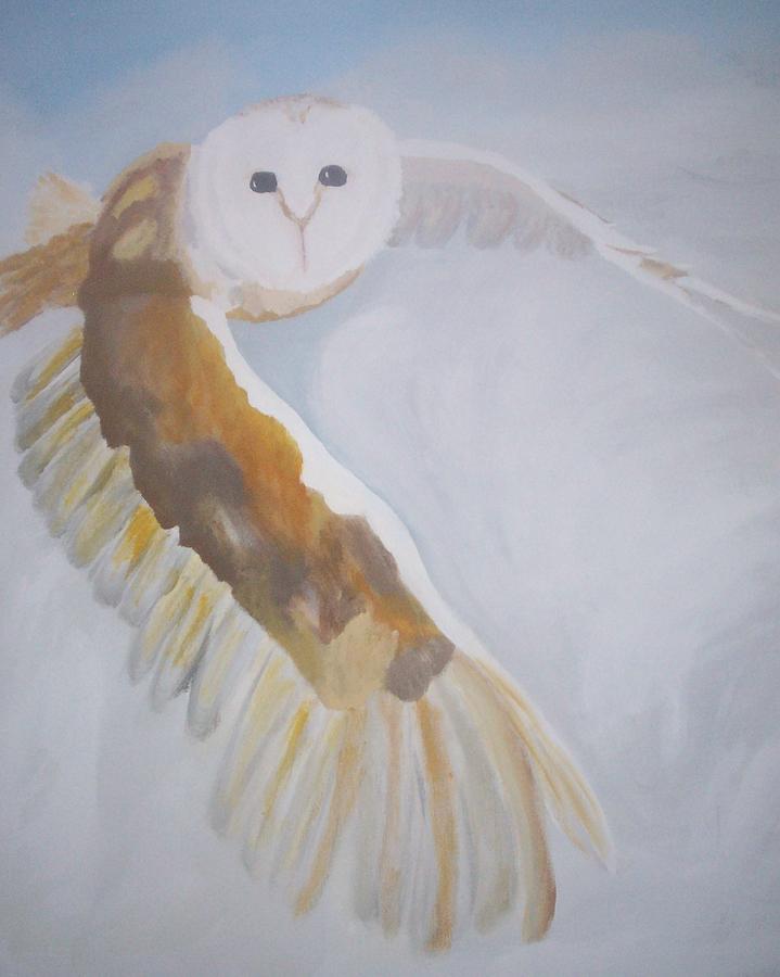 Owl Painting - Owl In Flight by Mary Hollis
