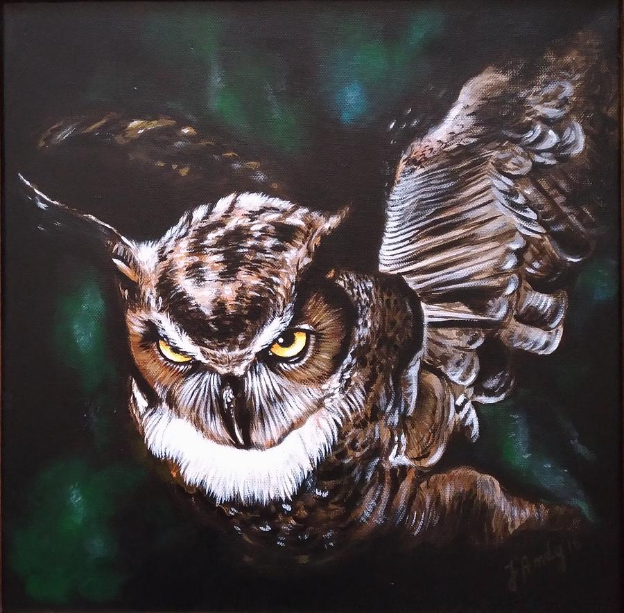 Owl In The Night Painting By JAndy Fine Art America   Owl In The Night Jandy 