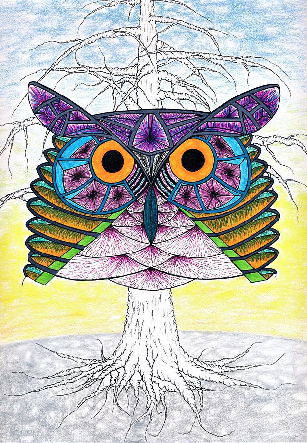 Las Vegas Drawing - Owl by John April
