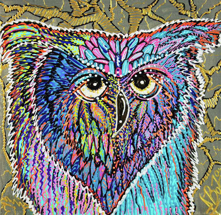 Abstract Painting - Owl Power by Laura Barbosa