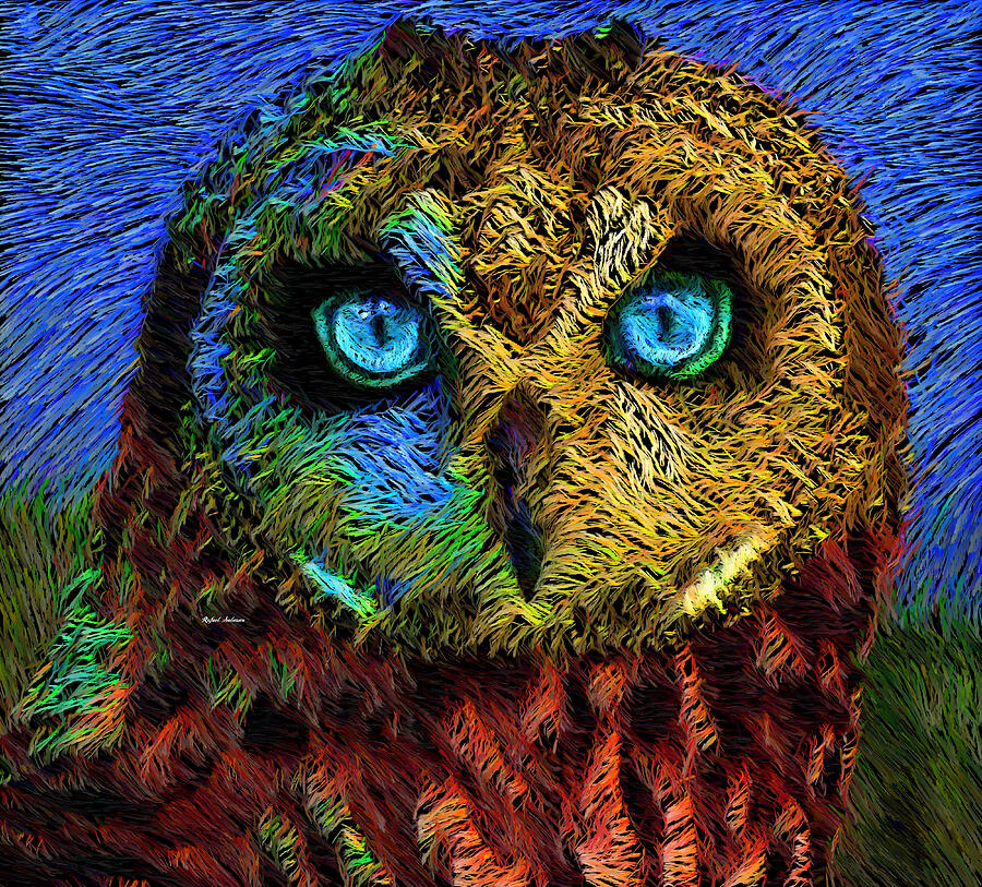 Owl Digital Art by Rafael Salazar
