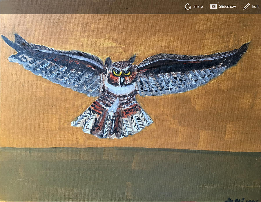 Owl Painting - Owl by Ramya Sundararajan Owl Painting - Owl by Ramya Sundararajan