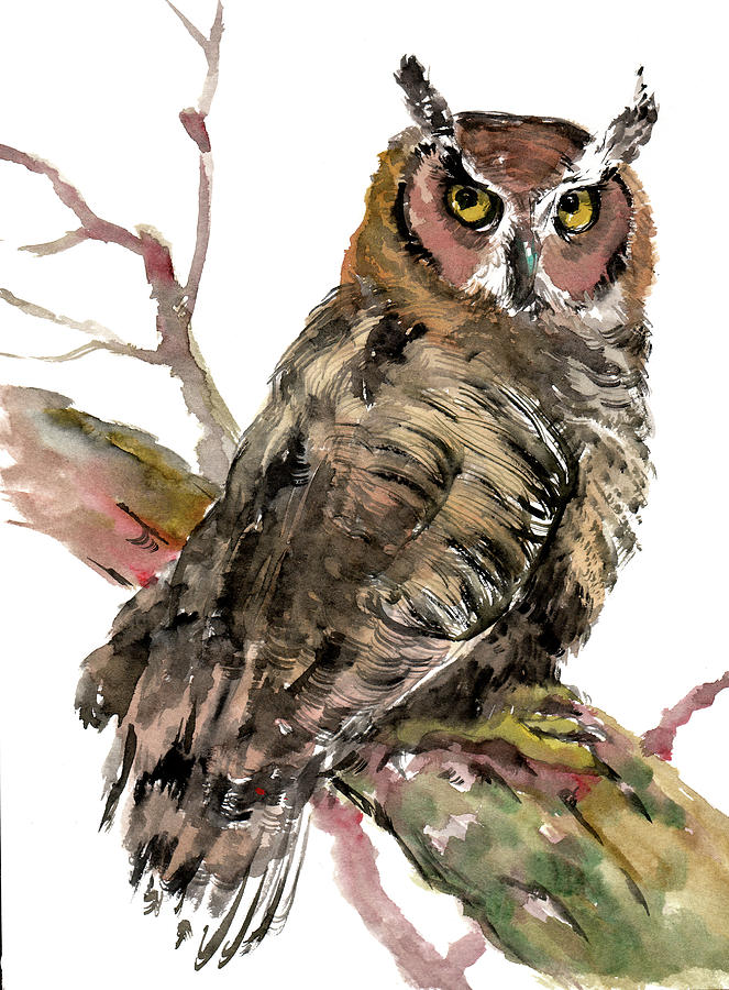 Owl Painting by Suren Nersisyan