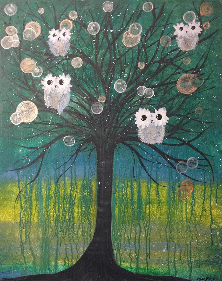 Owl Tree of Life #378 Painting by MiMi Stirn