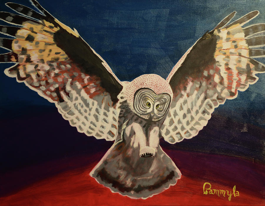 Owl with outstretched wings by Pammyla Brooks