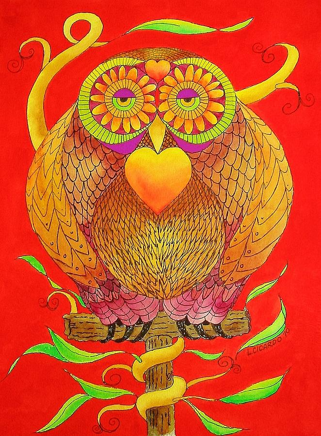 Owl Painting - Owll be Loving You by Lou Cicardo