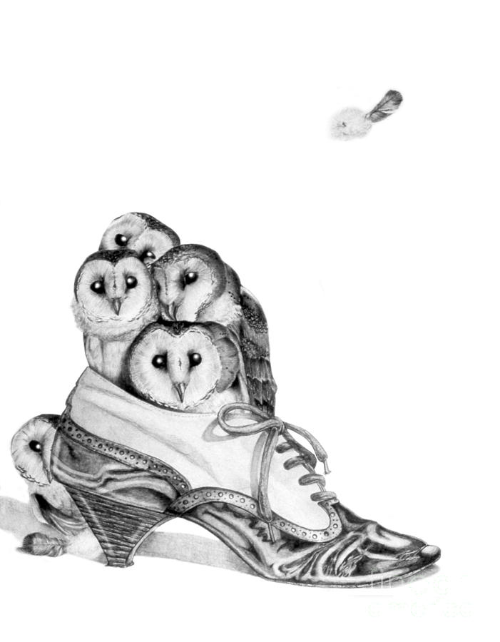 Owls in a Shoe Painting by Melissa A Benson