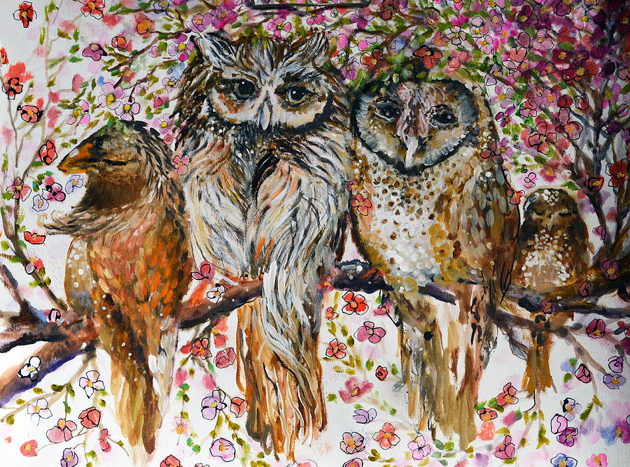 Owly Owls Painting by Ashleigh Dyan Bayer