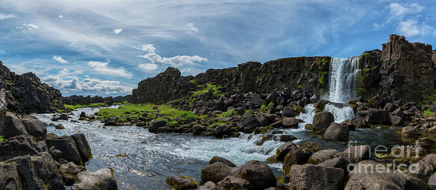 Oxararfoss Iceland Waterfall Panorama  Photograph by Michael Ver Sprill