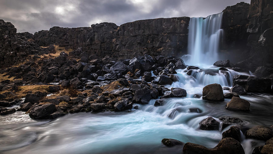 Oxararfoss waterfall - Thingvellir, Iceland - Travel photography Photograph by Giuseppe Milo