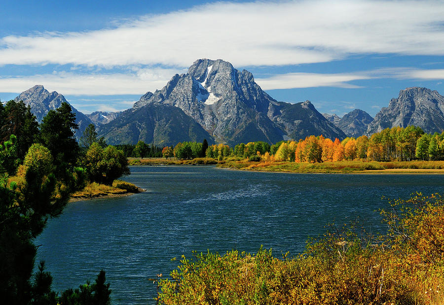 Oxbow Bend In Autumn borderless Photograph by Greg Norrell