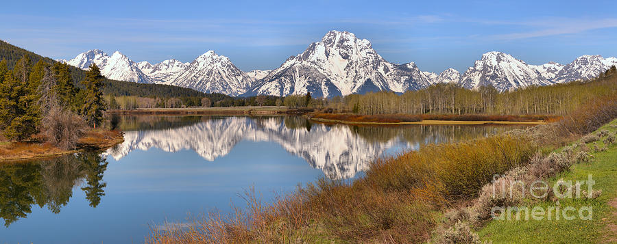 Oxbow Bend Spring Colors Panorama Photograph by Adam Jewell