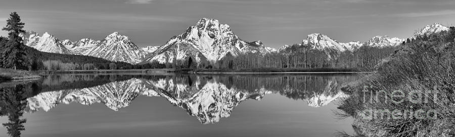 Oxbow Snake River Reflections Black And White Photograph by Adam Jewell