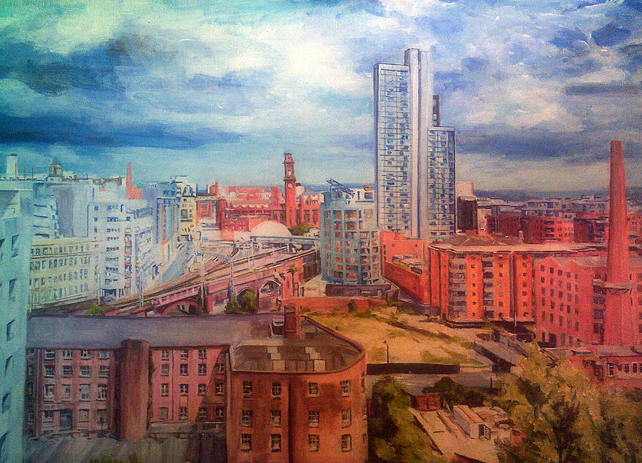 Tree Painting - Oxford Road Station, Manchester, From Above by Rosanne Gartner