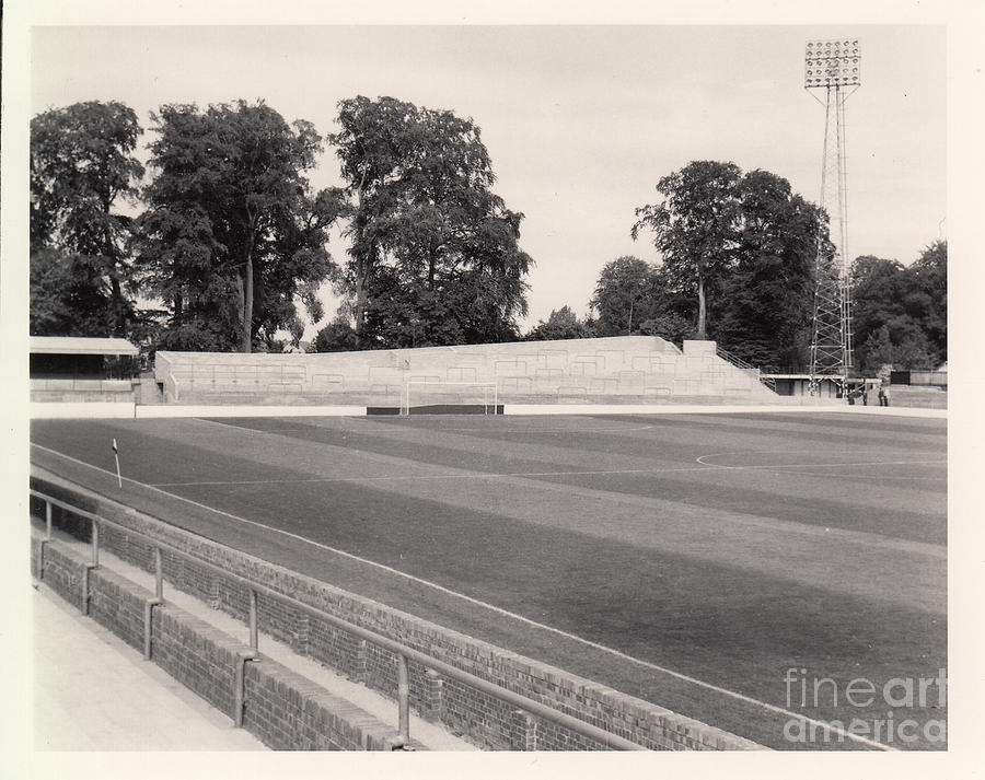 Oxford United - Manor Ground - Cuckoo Lane Stand 1 - BW - 1969 Photograph by Legendary Football Grounds