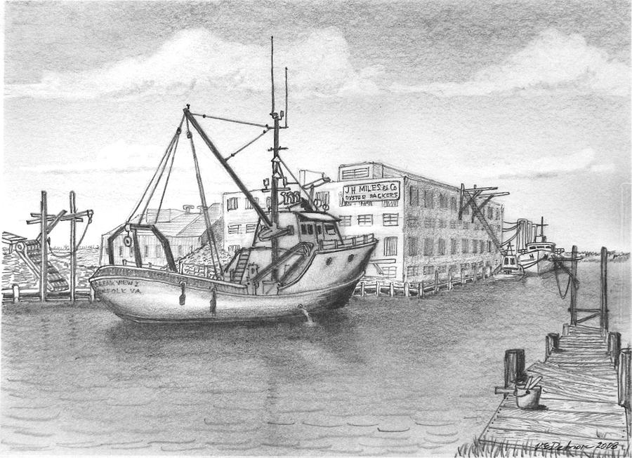 Oyster Packing Plant Drawing by Vic Delnore