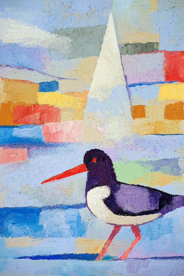 Oystercatcher Painting - Oystercatcher At Sea by Lutz Baar Oystercatcher Painting - Oystercatcher At Sea by Lutz Baar