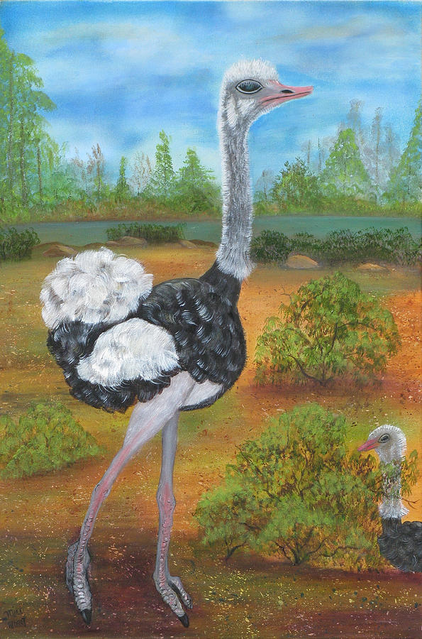 Ostrich Painting - Ozzie and Harriet by Mikki Alhart