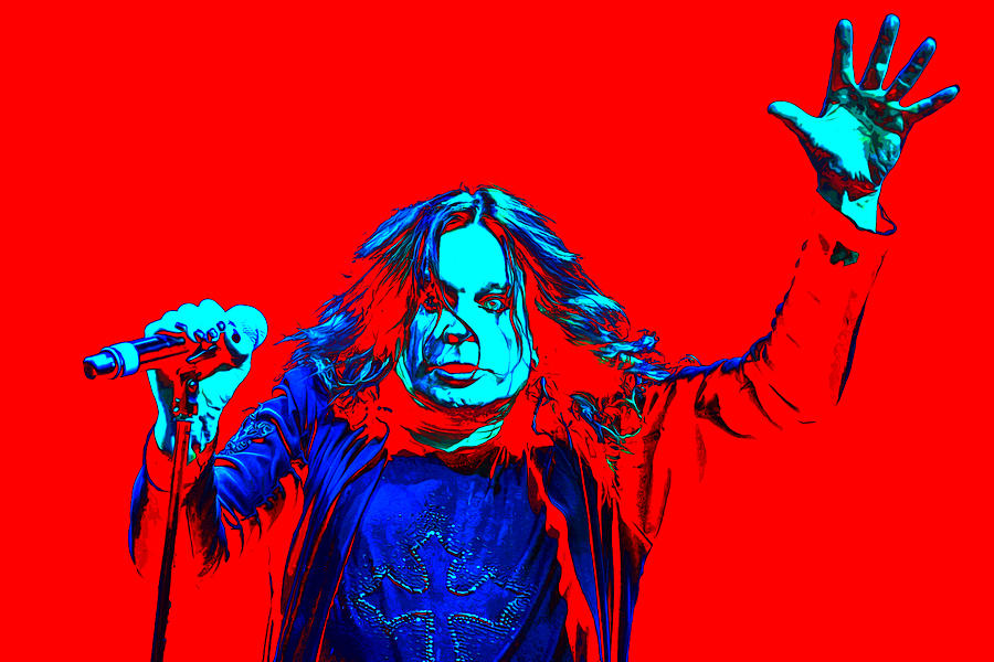 Ozzy Osbourne Digital Art - Ozzy in red by Martin James