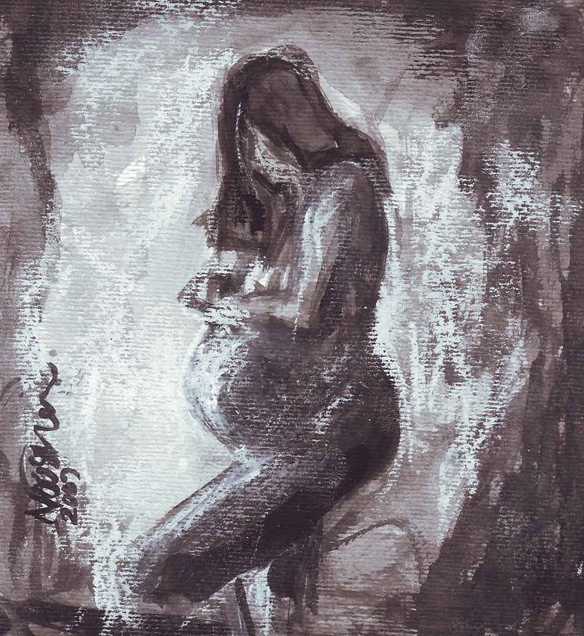 P 29 - Pregnant Woman Painting by Nooshin Zarnani