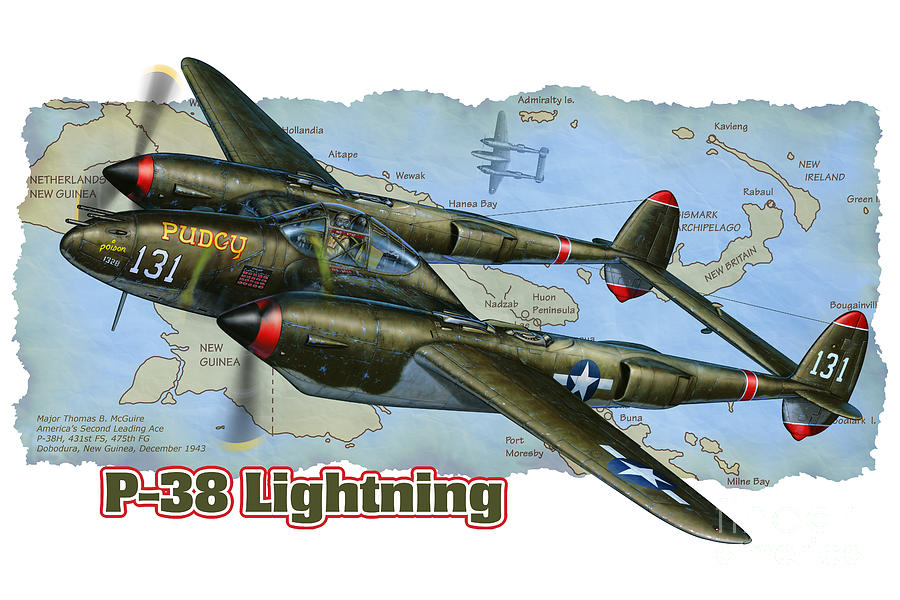 P-38 Lightning Graphic Digital Art by Stu Shepherd