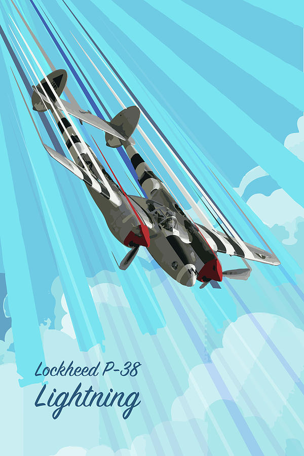 P-38 Lightning Pop Art Digital Art by Airpower Art