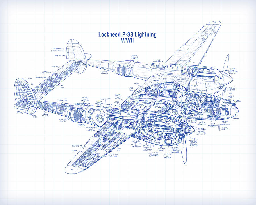 P-38 Ligtning Digital Art by Gary Grayson