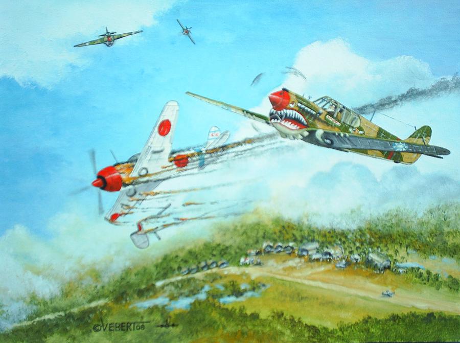 Airplane Painting - P-40 Flying Tigers  A.V.G. by Dennis D Vebert