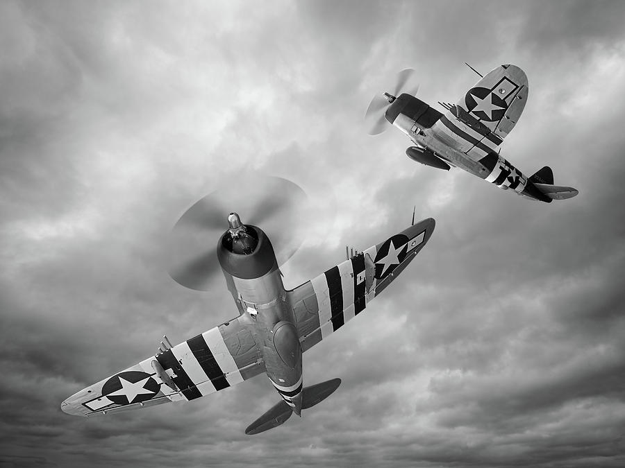 P-47 Thunderbolts in Black And White Photograph by Gill Billington