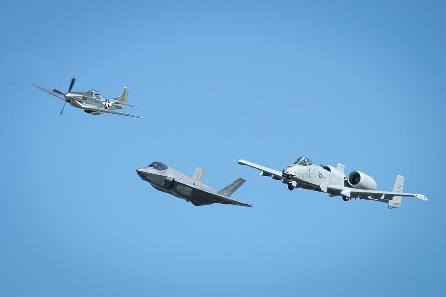 P 51 F 35 And Warthog Together By Gregory Payne - 