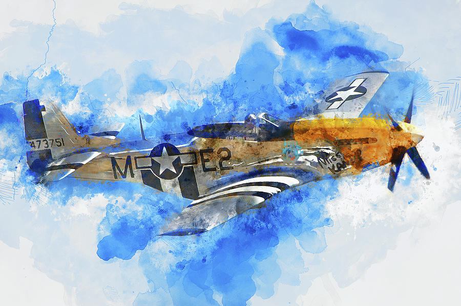 P-51 Mustang - 01 Painting by AM FineArtPrints