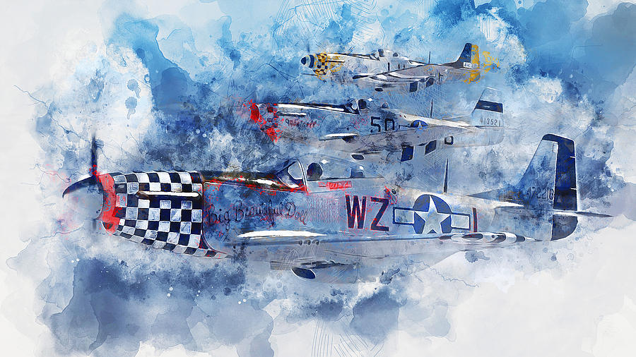 P-51 Mustang - 02 Painting by AM FineArtPrints