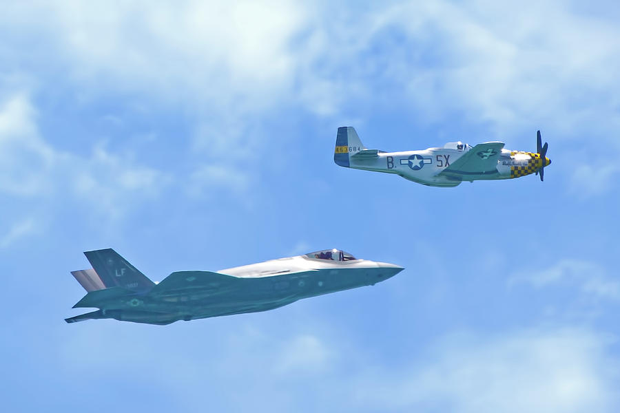 P-51 Mustang and F-35 Joint Strike Fighter Photograph by Mark Andrew Thomas