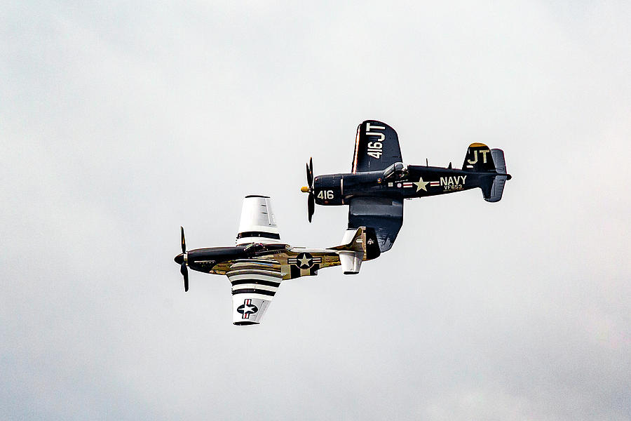P-51 Quick Siler and Vought F4U Corsair  Photograph by Jack R Perry