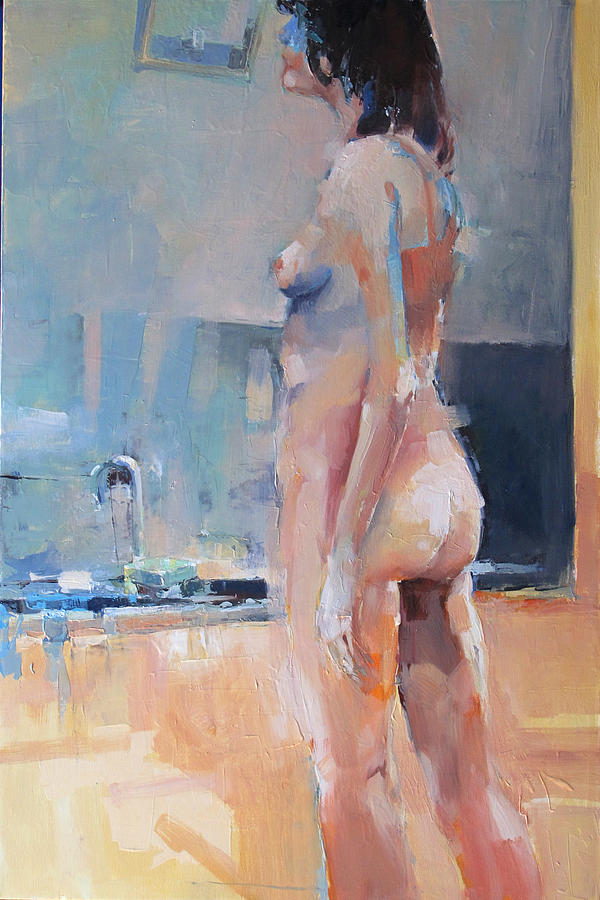 Portrait Painting - P in front of Mirror by Tony Belobrajdic