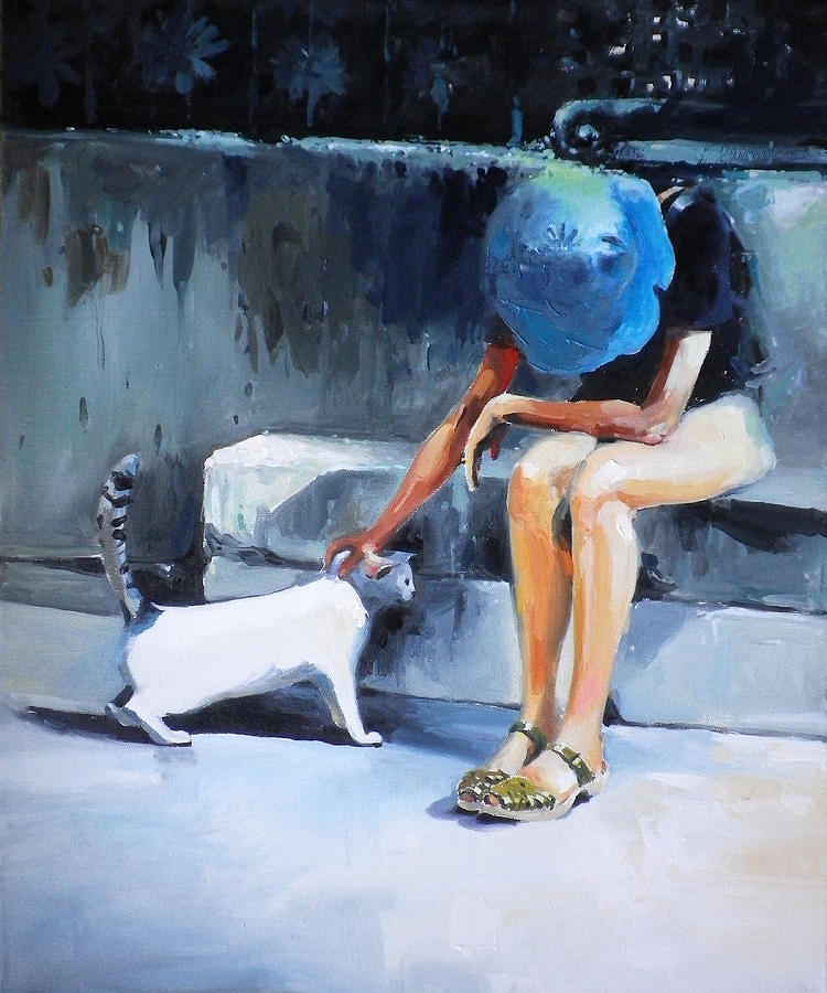 P in Genoa  with a Cat Painting by Tony Belobrajdic