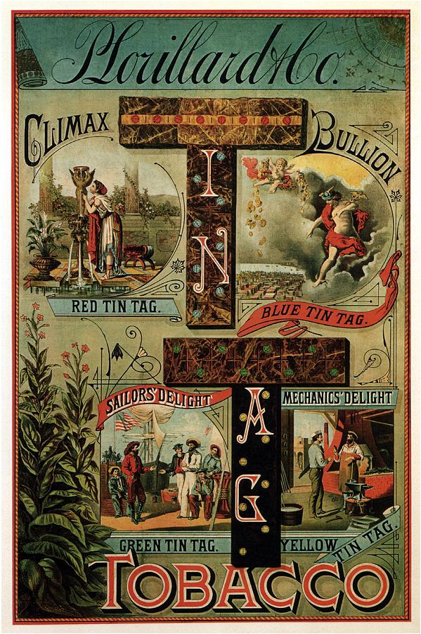 Vintage Mixed Media - P. Lorillard and co - Climax Bullion - Vintage Tobacco Advertising Poster by Studio Grafiikka