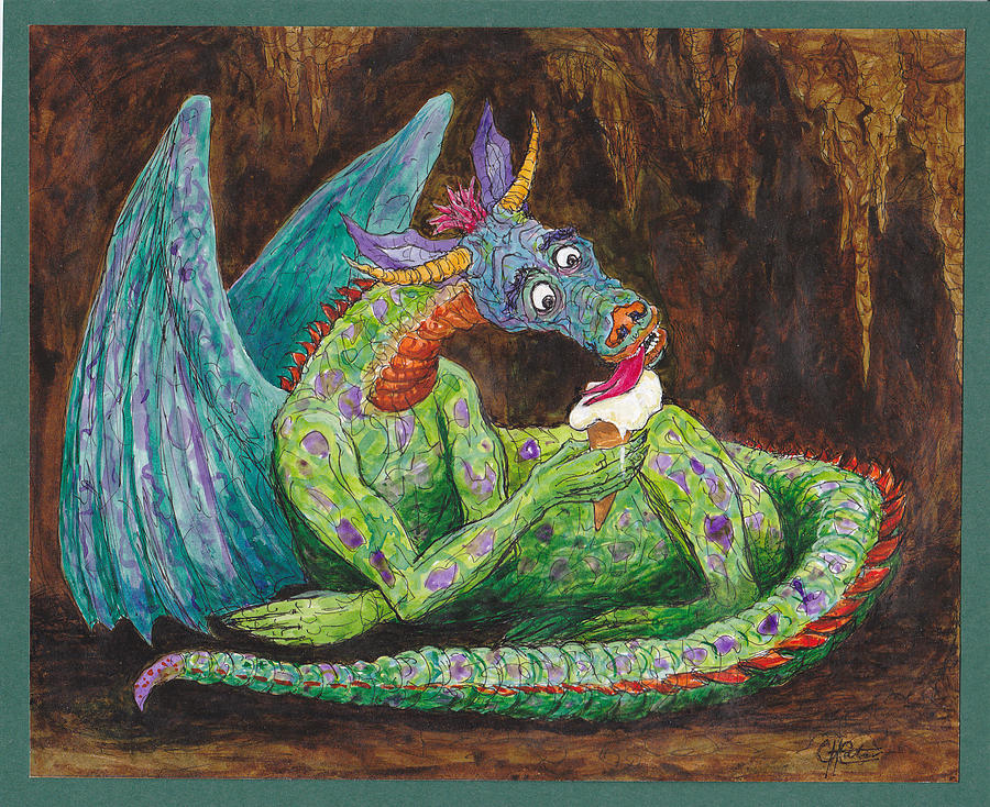 Dragons Love Ice Cream Painting by Charles Cater