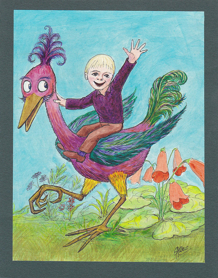 P3 Bird Boy Drawing by Charles Cater