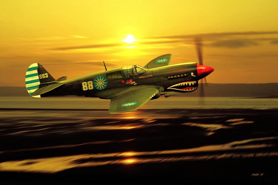 P40 Warhawk WW2 US Aviation Art Digital Art by John Wills