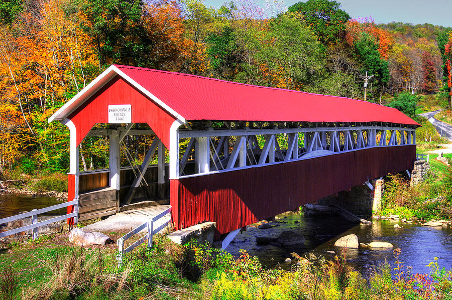 PA Country Roads - Barronvale Covered Bridge Over Laurel Hill Creek - Autumn, Somerset County Photograph by Michael Mazaika