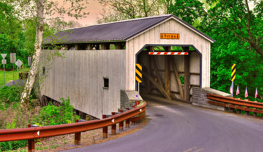 PA Country Roads - Kellers Mill Covered Bridge Over Cocalico Creek No. 3 - Lancaster County Photograph by Michael Mazaika