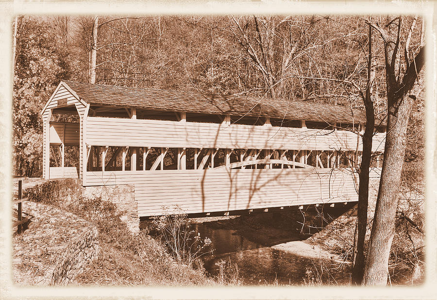 PA Country Roads - Knox Covered Bridge Over Valley Creek No. 2AS - Valley Forge Park Chester County Photograph by Michael Mazaika