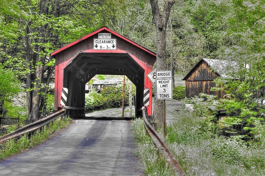 PA Country Roads - Krickbaum Covered Bridge Over Roaring Creek No. 15B-Alt - Columbia County Photograph by Michael Mazaika