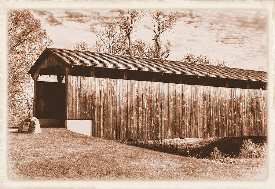 PA Country Roads - Larkin Covered Bridge, Village of Eagle Near Milford Mills No. 10AS - Chester Co. Photograph by Michael Mazaika