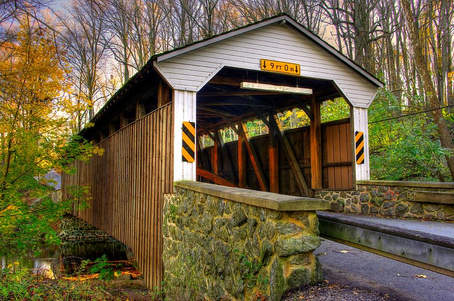 PA Country Roads - Linton - Stevens Covered Bridge Over Big Elk Creek No. 4 - Chester County Photograph by Michael Mazaika
