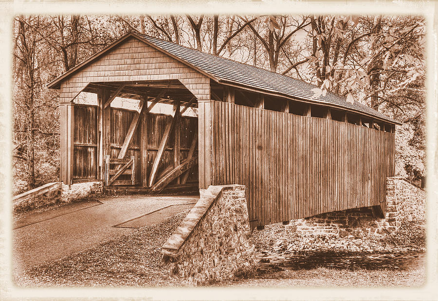 PA Country Roads - Poole Forge Covered Bridge Over Conestoga Creek No. 3BS-Alt - Lancaster County Photograph by Michael Mazaika